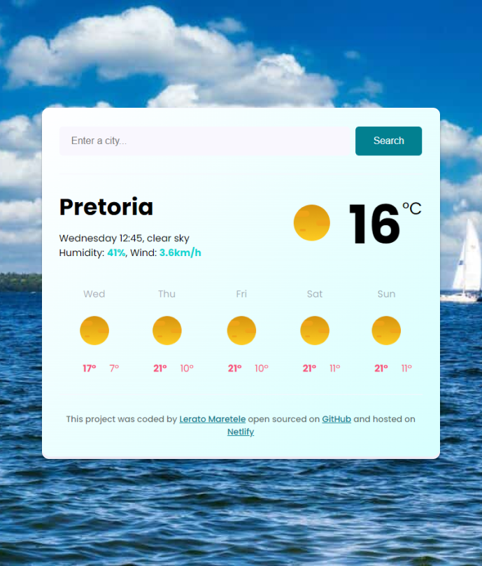 Weather app project preview